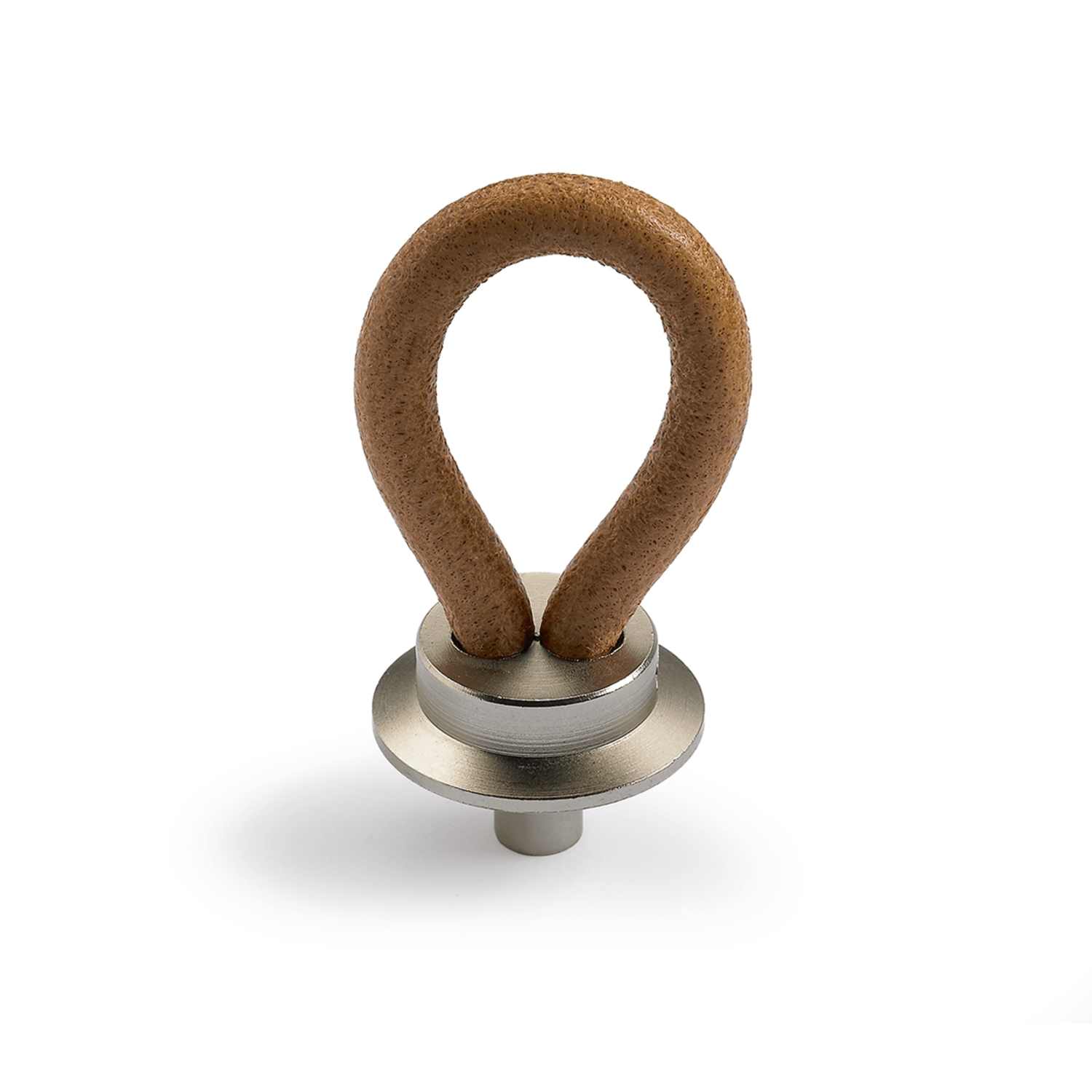 Knop Filaga, L 20 mm, H 32 mm, Lichtbruin leer / mat vernikkeld