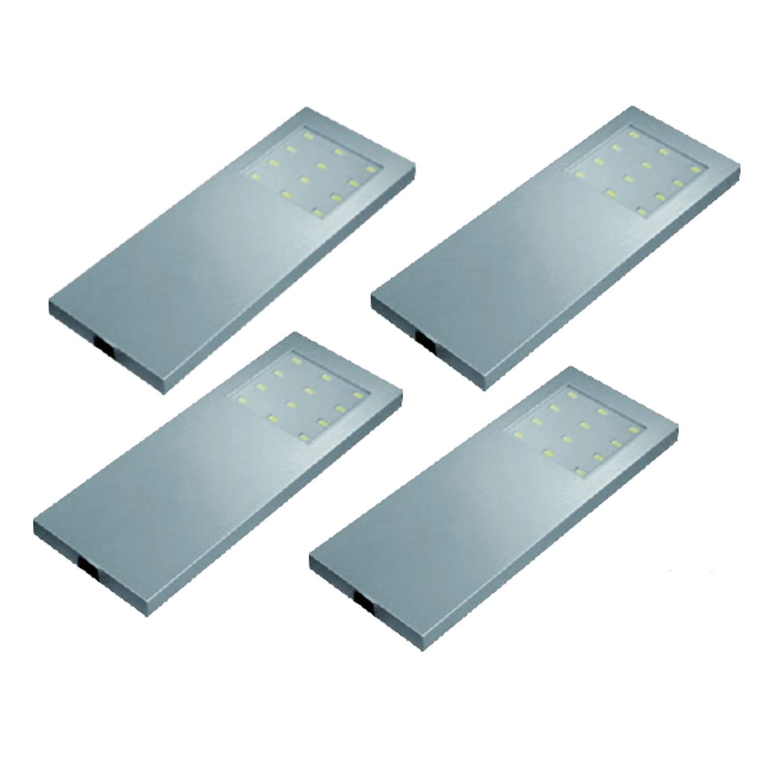 Hera set 4 x slim-pad Led 5w 24V 3000K look inox + transfo 30W