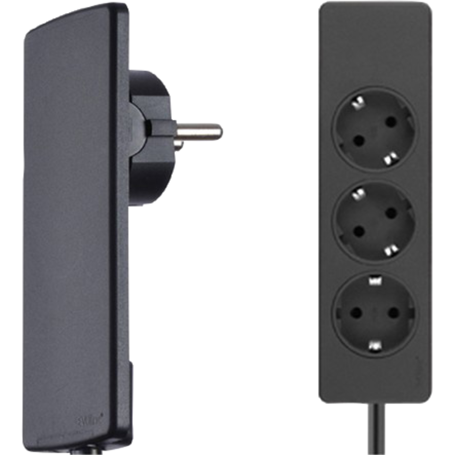 Evoline fiche extra plate+3 multiprises nl noir 1,5m 250v 16a version nl