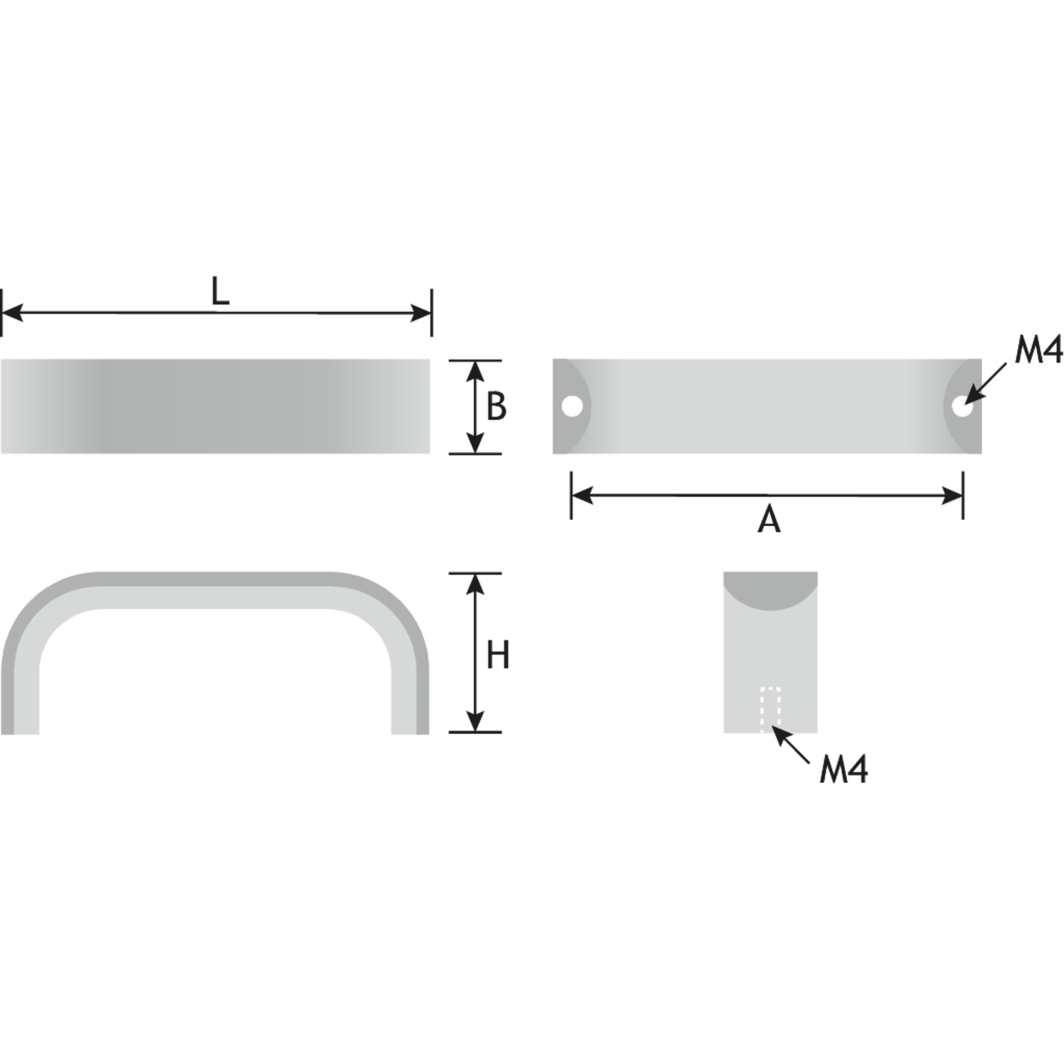 Greep SENSE MINI BA256 L263 aluminium glanzend chroom