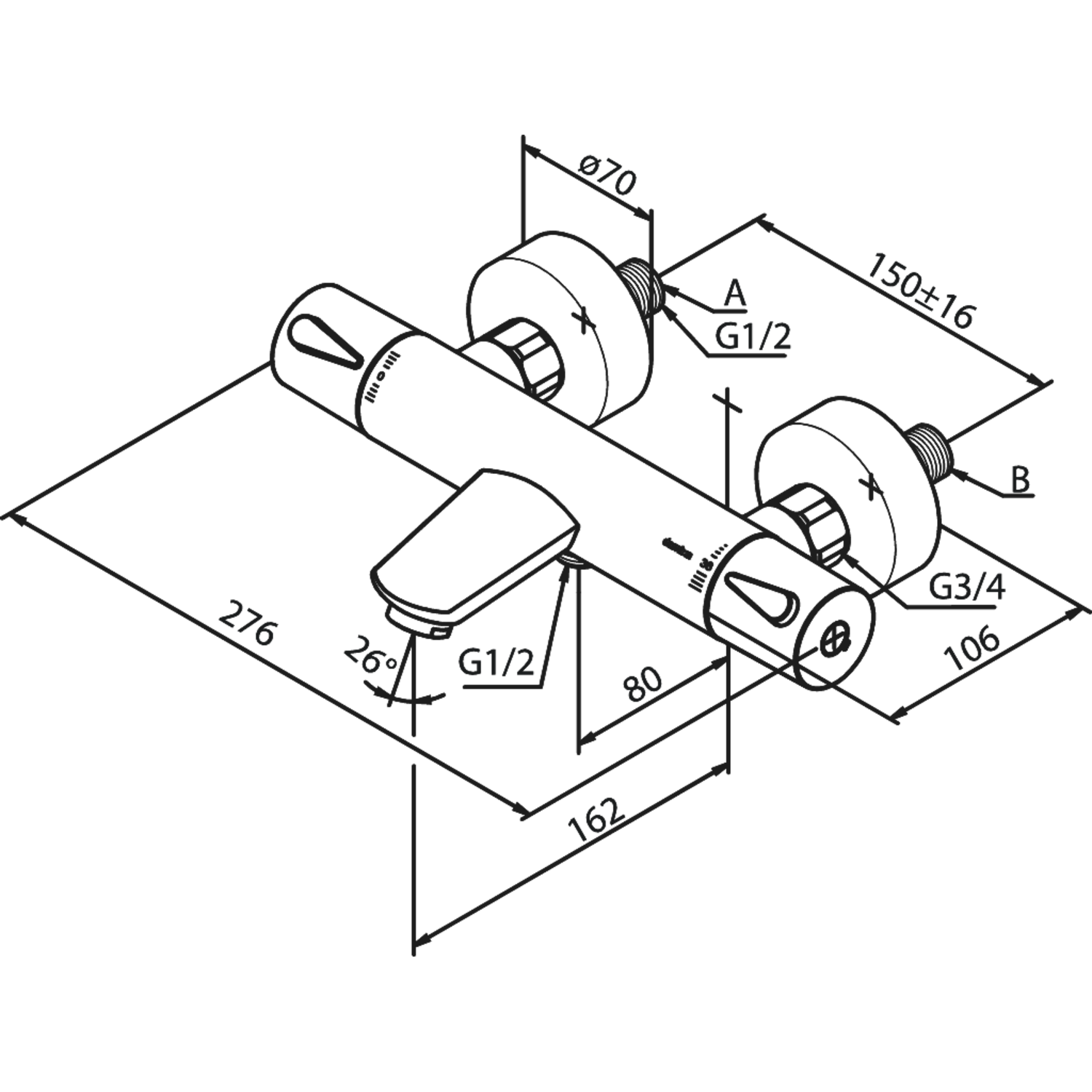 Damixa silhouet bain/douche noir mat  