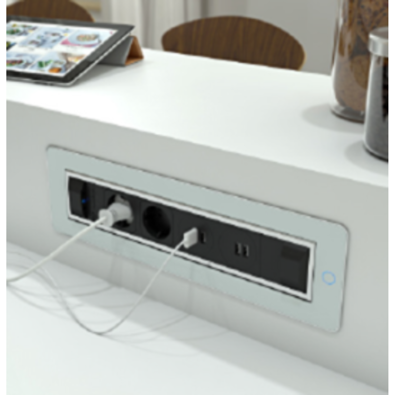 Versaturn nl-d-l verre noir 3 pris. +2 charg. usb   avec câble 2000mm