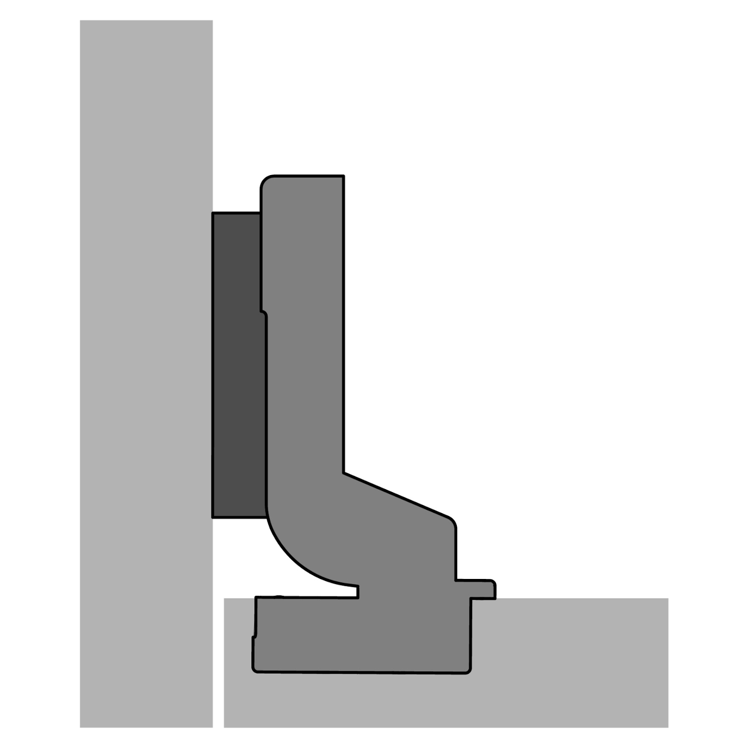Veosys 105° - roestvrijstalen scharnier, inliggend, TH - boorbeeld 52 x 5,5 mm, voor schroefbevestiging (-)