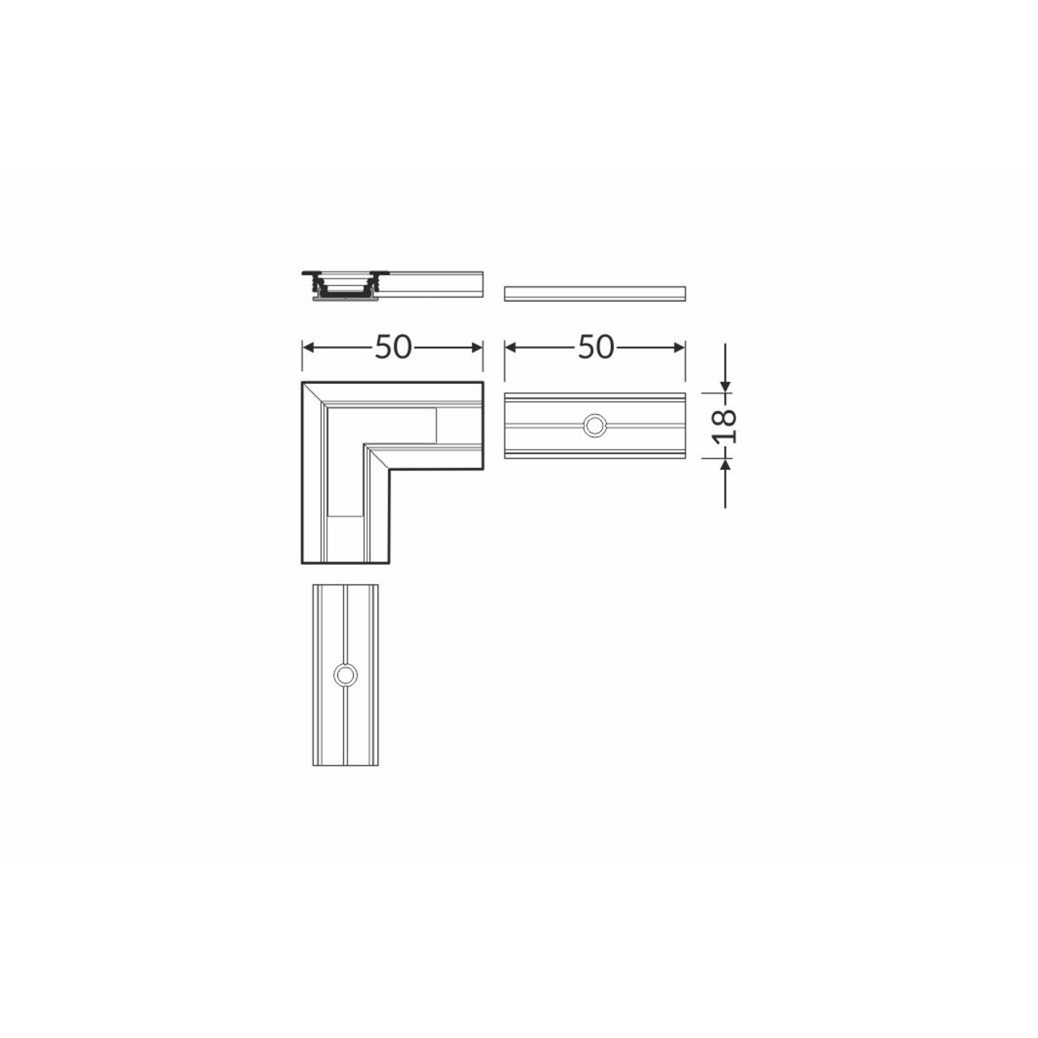 Led profilé d'angle 90° groove10 noir anodisé 