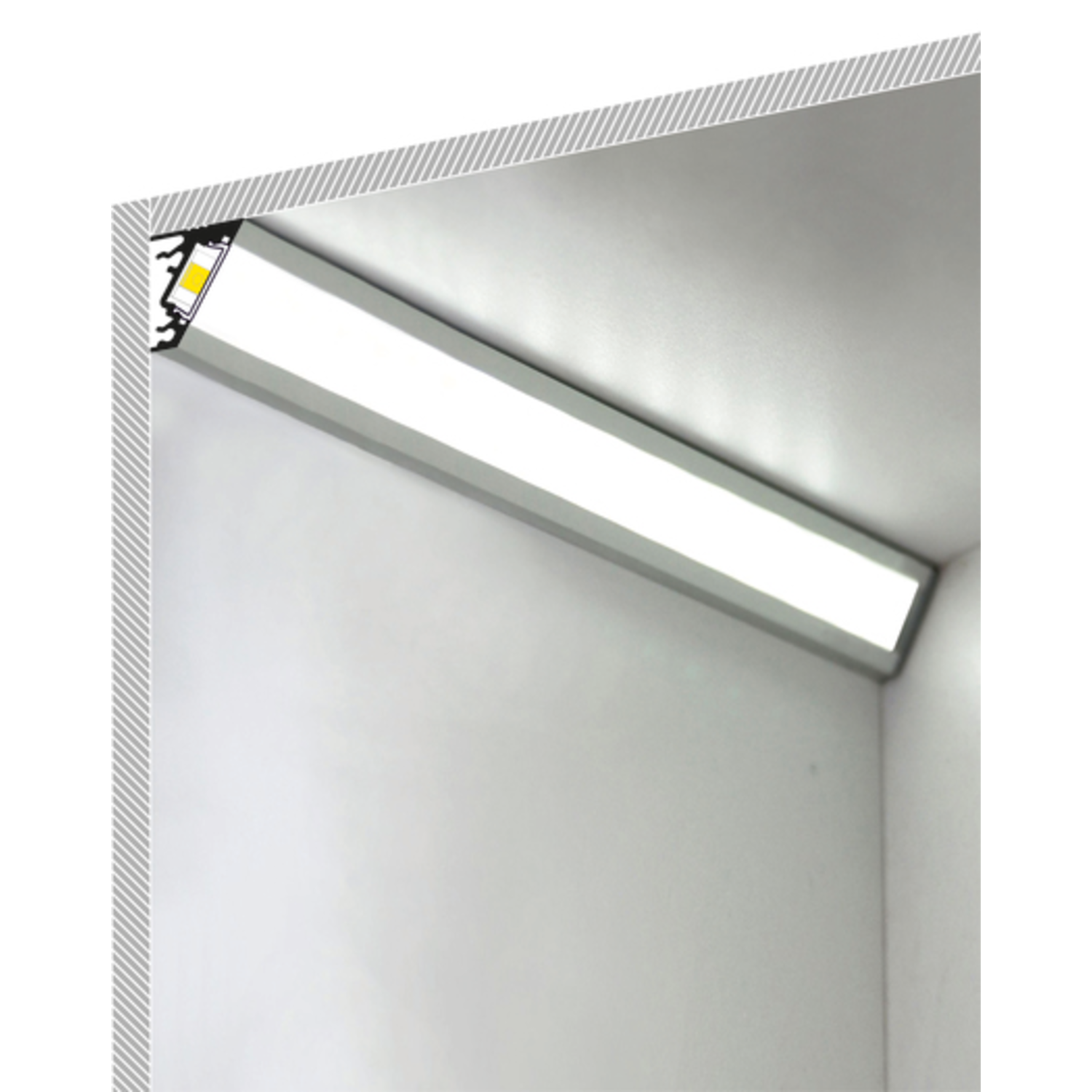 Profilé Led corner10 c/u1 3000 anodisé 