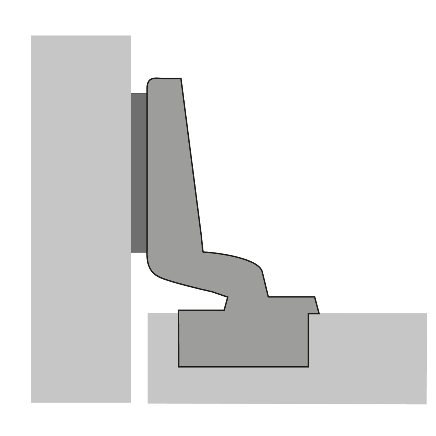 Charnière Intermat 110° (Intermat 9943), rentrant, Angle d'ouverture  110°, TH-schéma de perçage 52 x 5,5 mm, à enfoncer (ø 10 x 11)