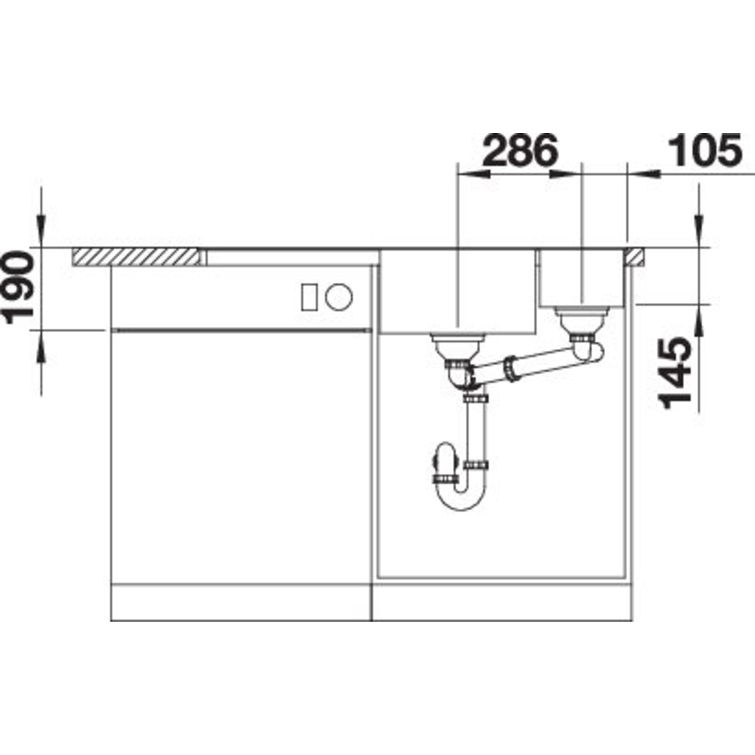 Blanco spoeltafel Axia III 6 S-F antr man+pl glas