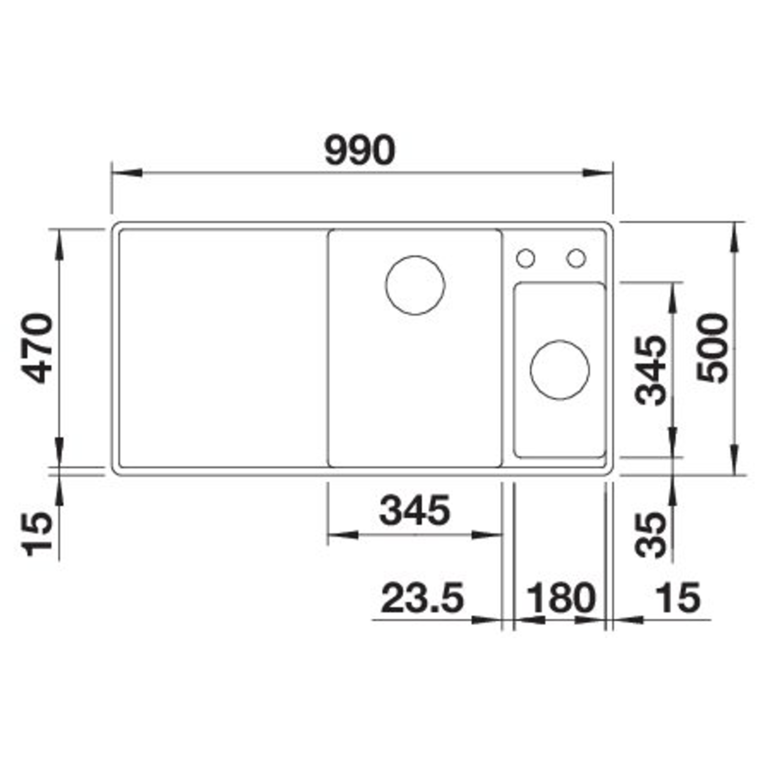 Blanco spoeltafel Axia III 6 S-F antr man+pl glas