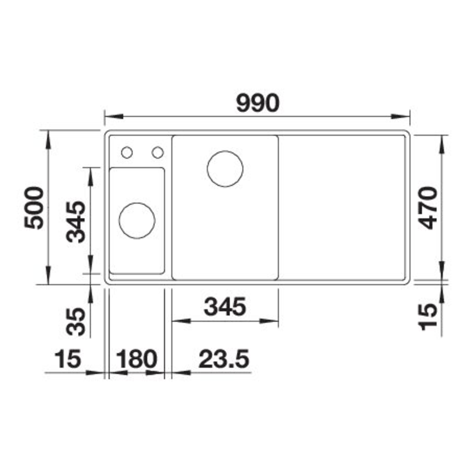 Blanco Axia III 6 S-F links rock grey automatische bediening