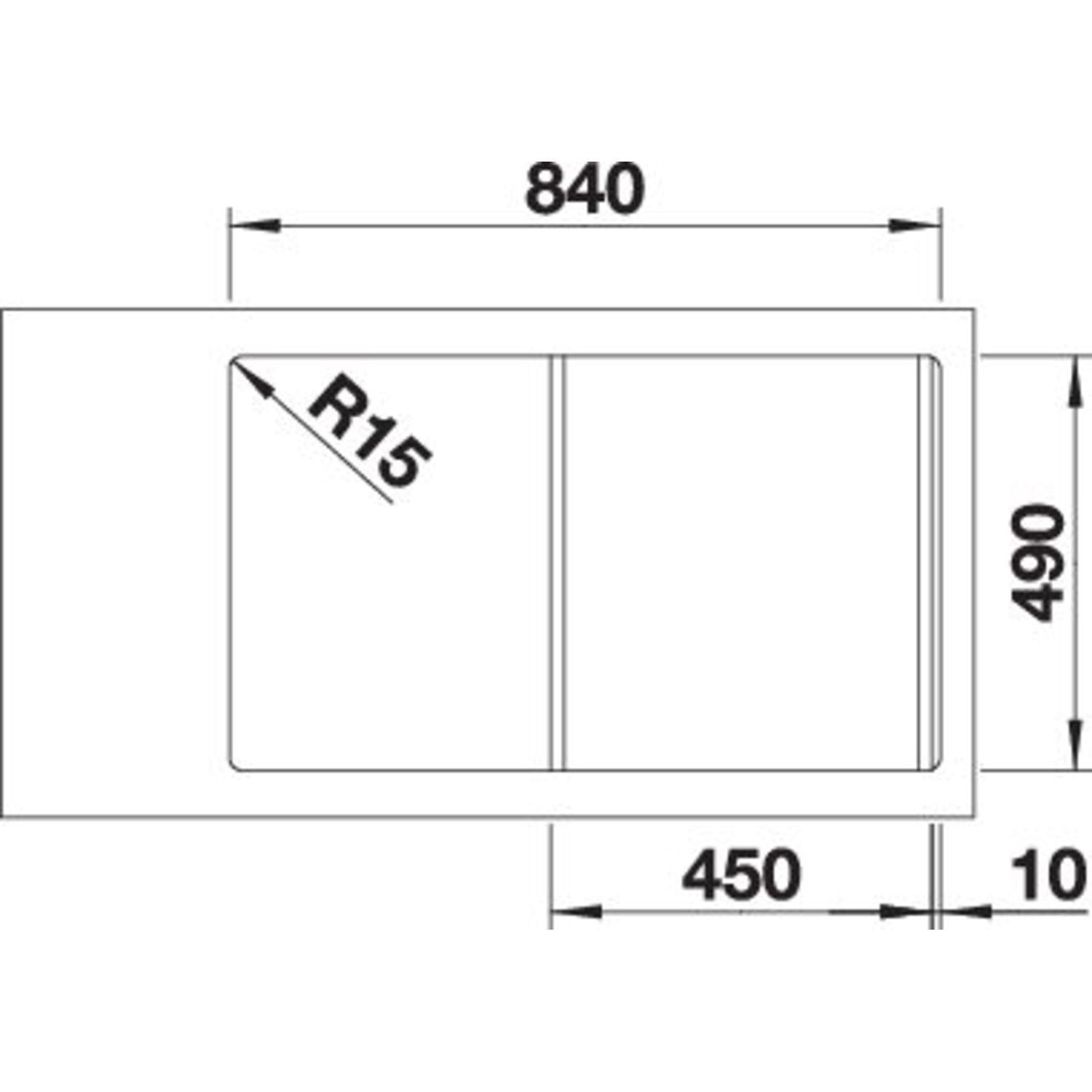 Blanco spoeltafel Divon II 45 S-IF br auto.
