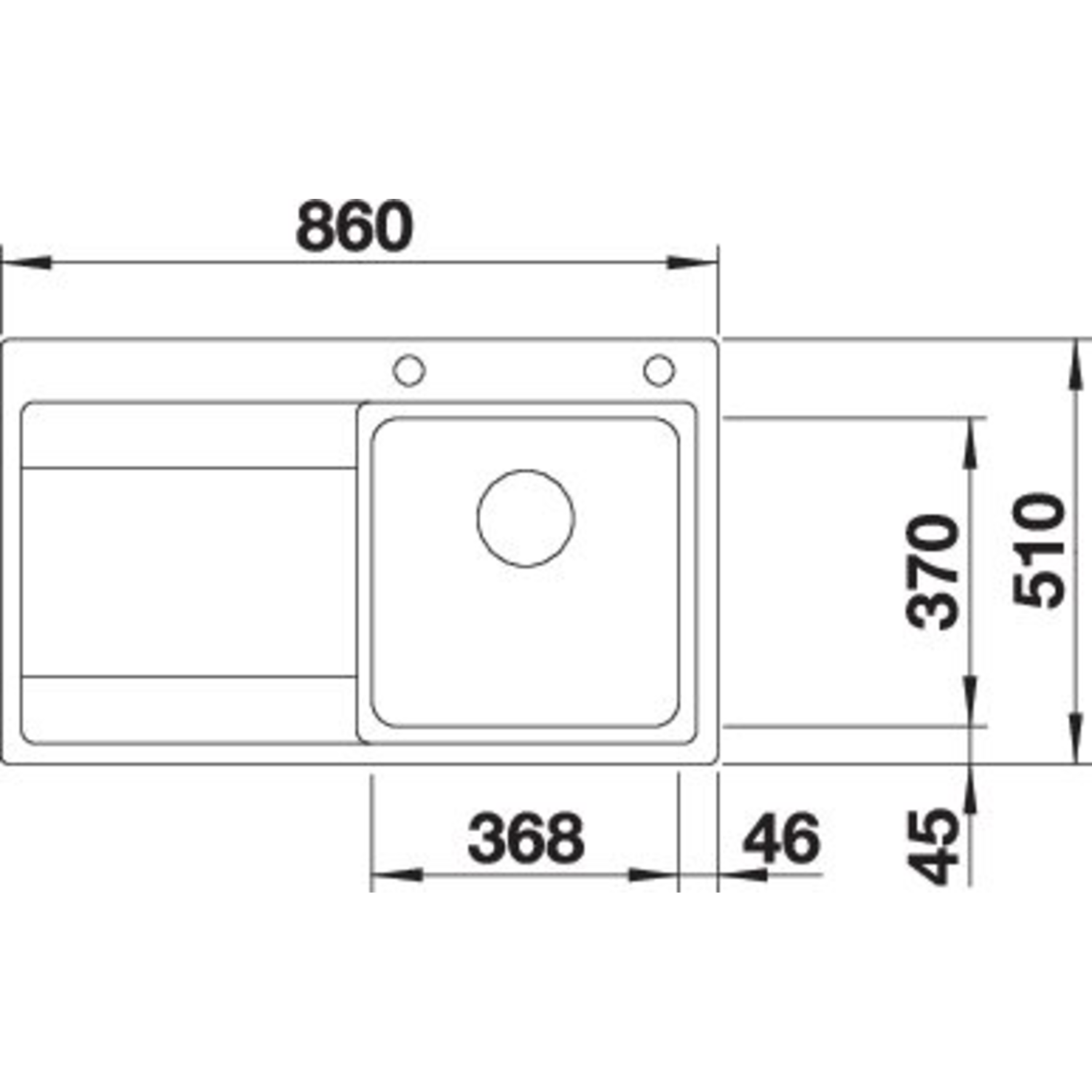 Blanco spoeltafel Divon II 45 S-IF br auto.