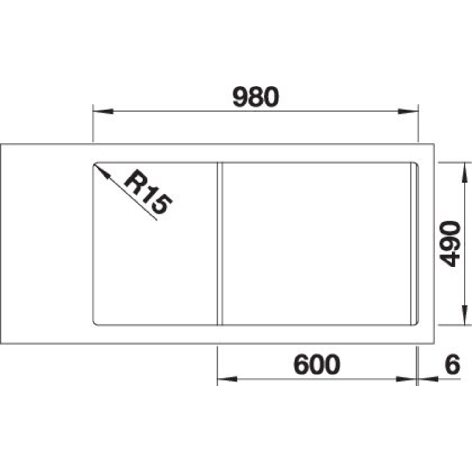 Blanco spoeltafel divon ii 6 s-if bl auto.