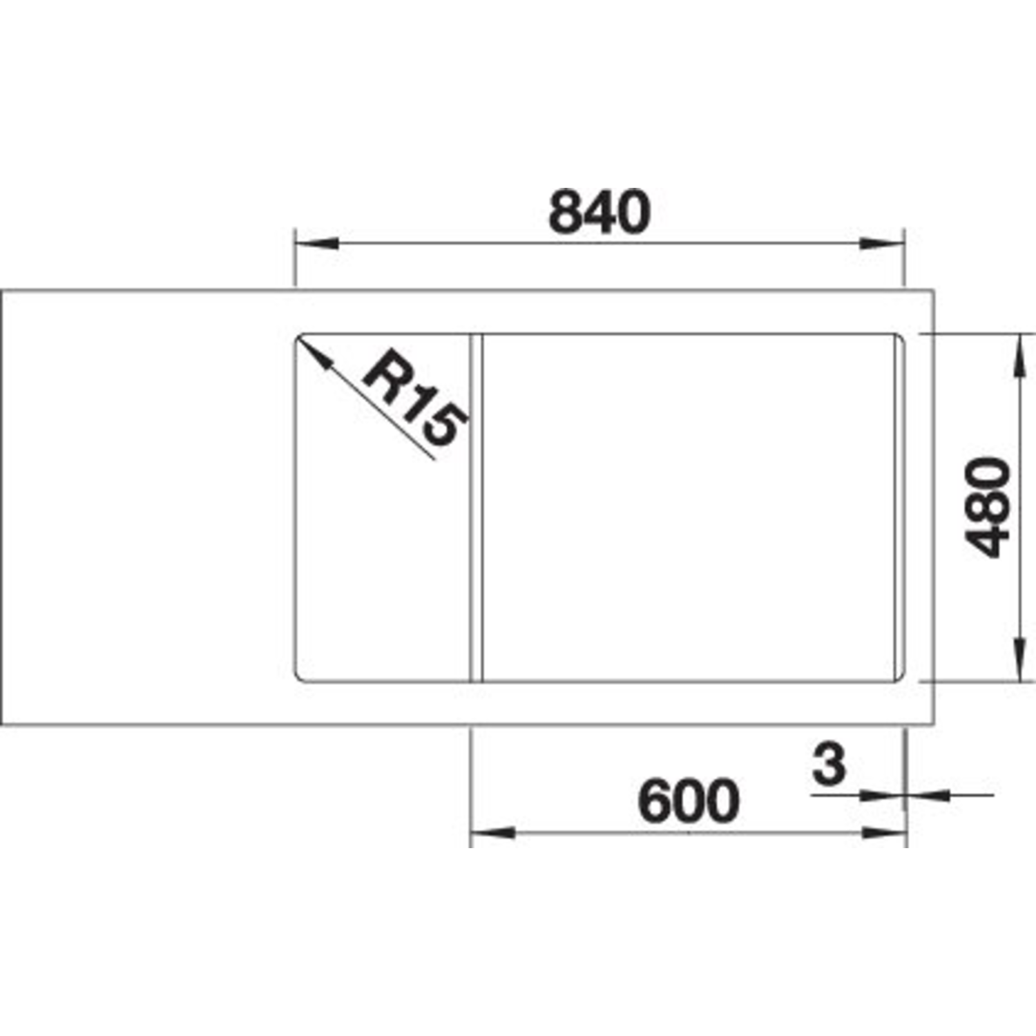Blanco spoeltafel Legra XL 6 S wit manueel