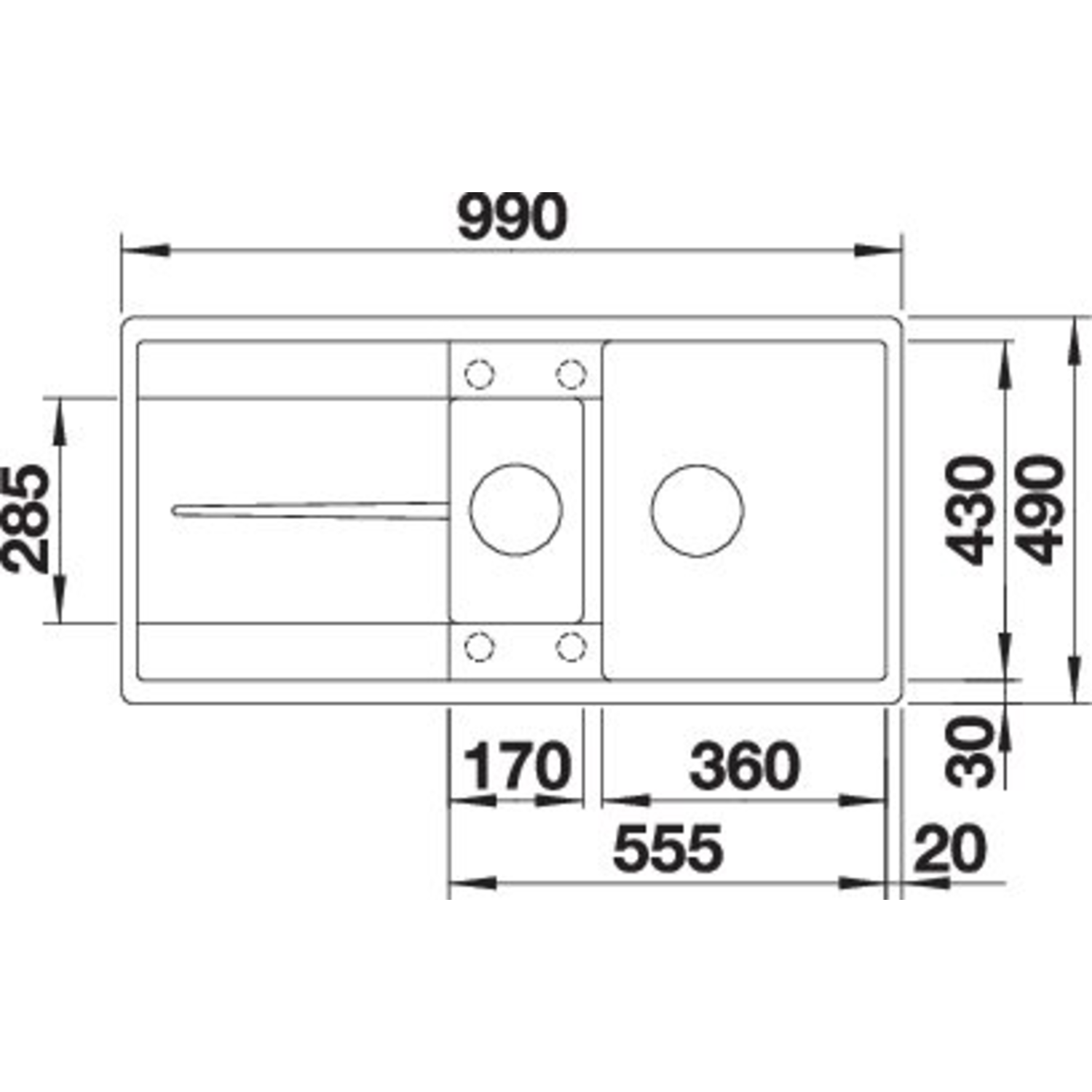 Blanco spoeltafel metra 6 s-f antraciet auto.