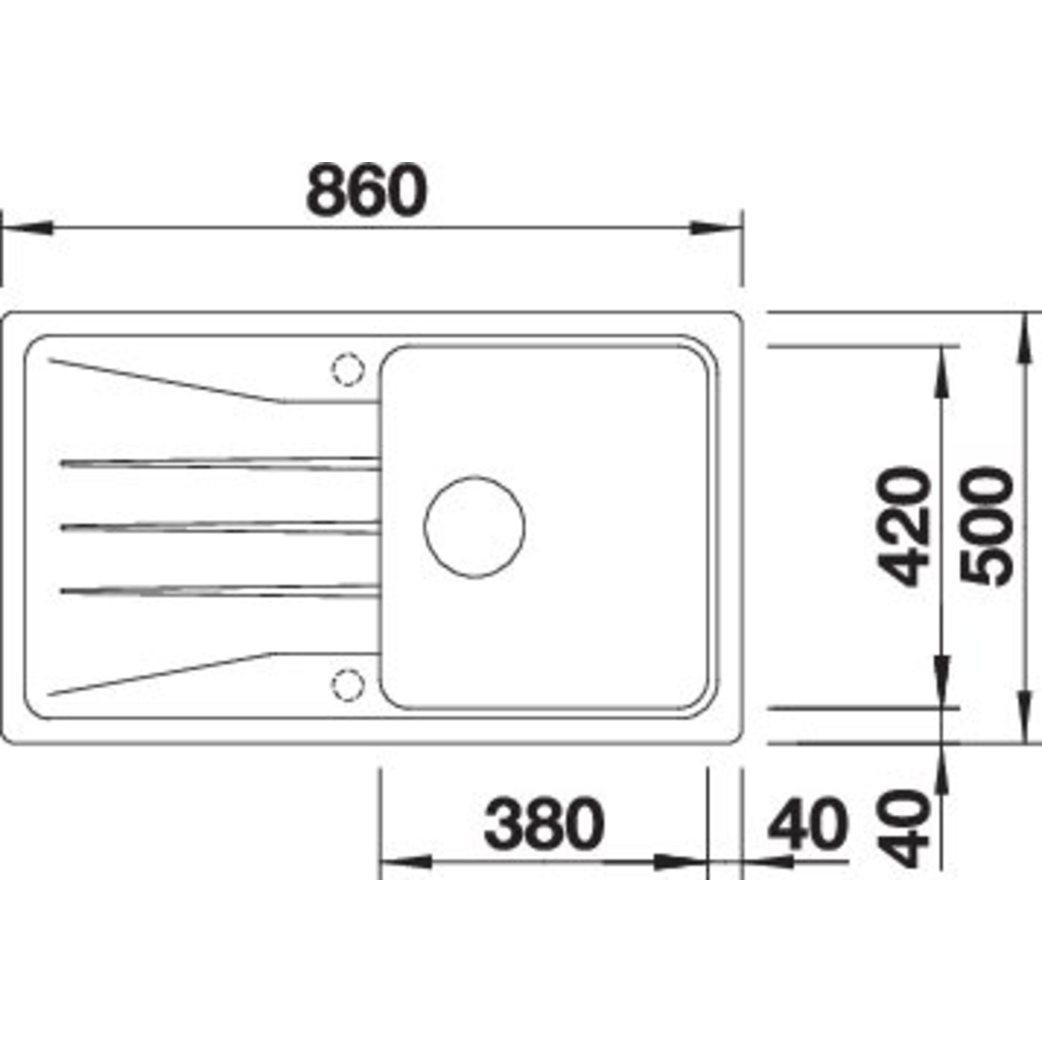 Blanco spoeltafel Sona 5 S zwart