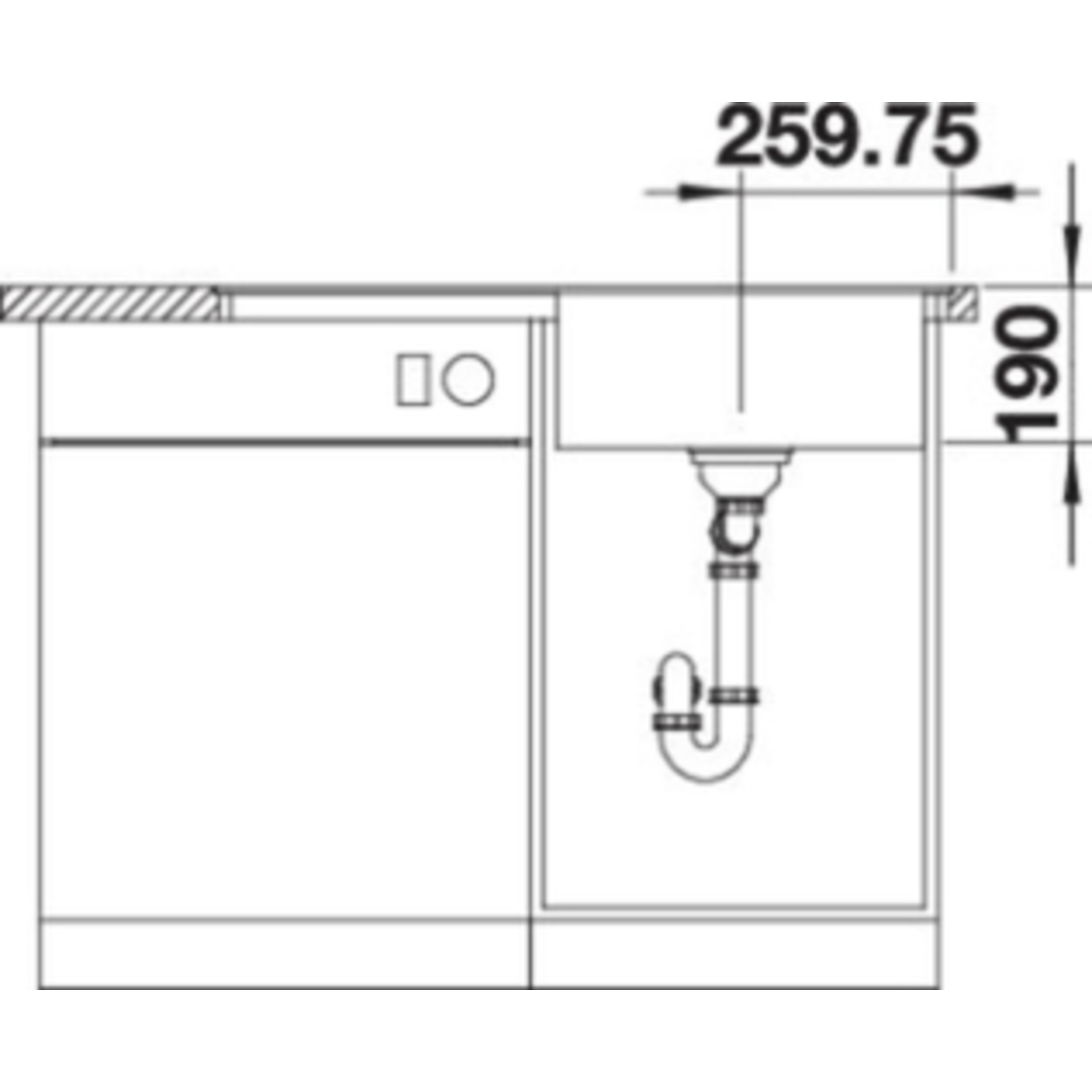 Blanco Zenar 5 S-F rechts antraciet automatische bediening