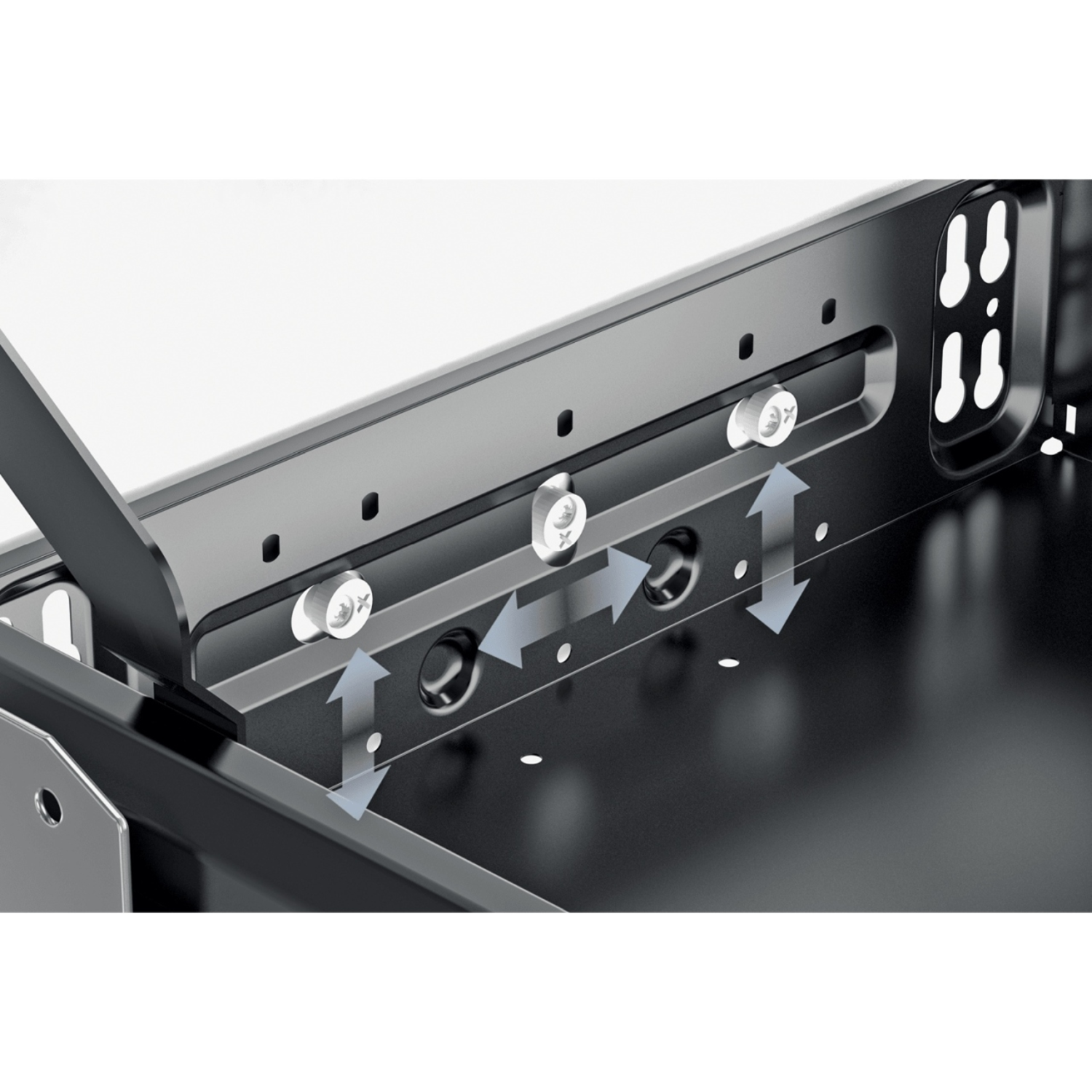 Kit de caisson avec coulisses à sortie totale et super extension, Profondeur d'installation (mini) 530 mm, aspect aluminium