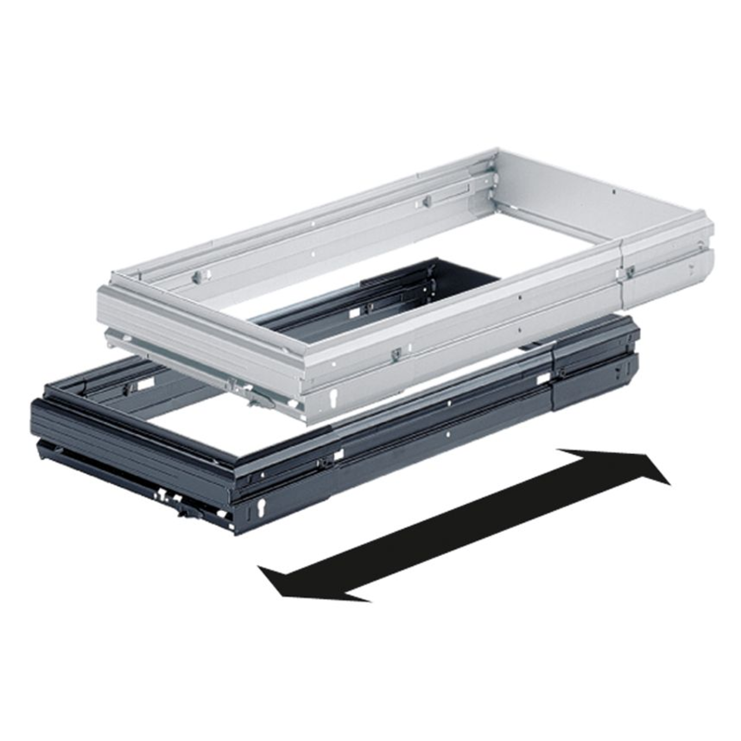 Traploos in de breedte verstelbaar hangmapregisterframe Systema Top 2000, 
 866 - 1038, Aluminiumkleurig