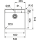 Maris vlakbouwspoelbak met kraanwerkbank / 530 x 510 mm/ Glad