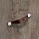 Poignée Gela, entraxe de perçages 128, L 150 mm, B 26 mm, H 3 mm, cuir brun foncé