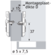 Kruismontageplaat met directe hoogteverstelling, vernikkeld, Rijboring 37 x 32 mm, Hettich Direkt met geleidetappen en speciale schroeven (voor boringen ø 5 x 7,5 mm), dikte 1.5 mm