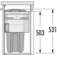 Hailo Laundry Carrier bad k.60 33l+4l grijs