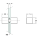 Paar deurknoppen, voor 8/15 mm glas, B25 H25 L25, geborsteld nikkel