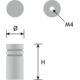 Knop RVS dia. 10mm h20mm met 2 groeven