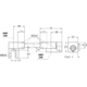 Barre raidisseur mur/verre avec double articulation, pour verres 8/12, L1057, chromé