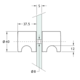 Paar knoppen met greep, voor 8/14 mm glas, B38 L40, geborsteld rvs effect
