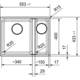 Maris - Evier à sous-encaster / 553 x 433 mm / 2 bassins / Grand bassin à gauche / Noir mat