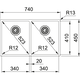 BOX - Cuve à affleurer / SlimTop / A sous-encastrer / 740 x 450 mm / Lisse