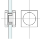 Paar vierkante handgrepen, voor 8/12 mm glas, B40 H40 L8, rvs cnc bewerkt