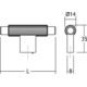 T-knop ARPA L70 aluminium geborsteld zwart