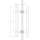 Paire de poignées de tirage rondes, pour verres 6/17,5, B25 L800, inox brillant