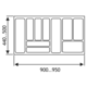 Insert tiroir c.100 cm gris alu  l901-950 p440-500 mm