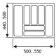Insert tiroir c.60 cm gris alu  l501-550 p440-500 mm