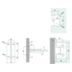 Charnière mur/verre centrale réglable, pour verres 6/8, B50 H80, chromé
