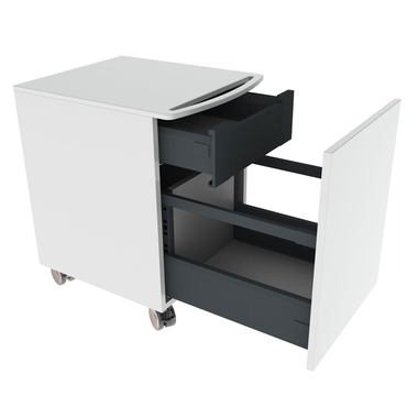 Minikast op wielen met lade en binnenlade, volledig uittrekbaar met soft-close