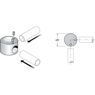 Pba 500-rvs sat. verbinding 90° buizen 22mm