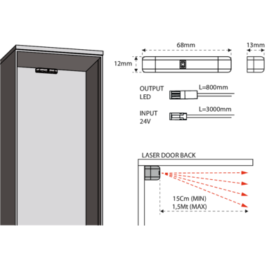 Laser door back IR-Sensor 24V zwart