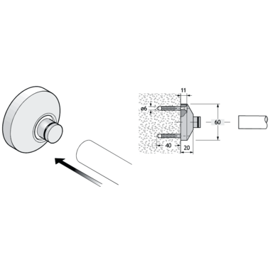 Pba 500-rvs sat. bevestigingsrozet muurbevestiging buis 22mm