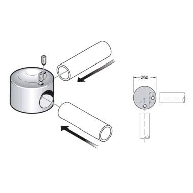 Pba 500-g inox sat. raccord 90° tubes 25mm