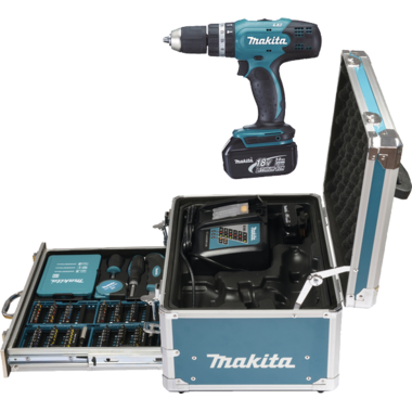 Makita combi-set 18v visseuse/perceuse + 96 accesoires