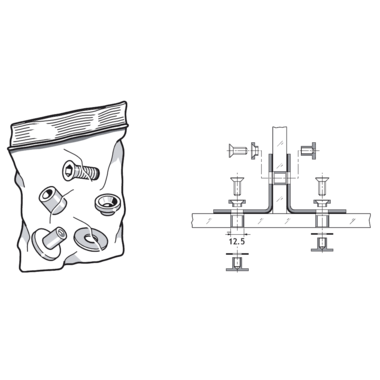 Pba 500-g inox sat. set fixat. angle verre-verre p r equerre