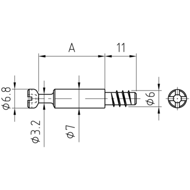 Tourillon-euro en acier avec tête cruciforme pour excentrique 15