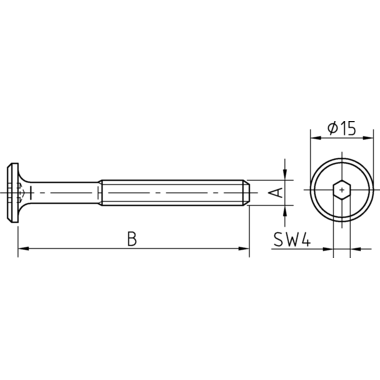 Vis de raccord M6 tete cylindrique/fix hexagonale SW4 zingue