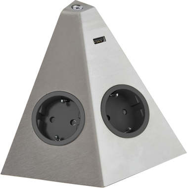 Tetra hoek rvs b-f 2 stopcontacten+1 usb