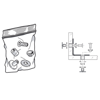 Pba 500-g inox sat. set fixation verre-verre pour equerre