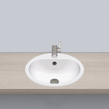 Alape ew.3 wastafel inbouw d.475x177mm witmet kraa met kraangat en overloop